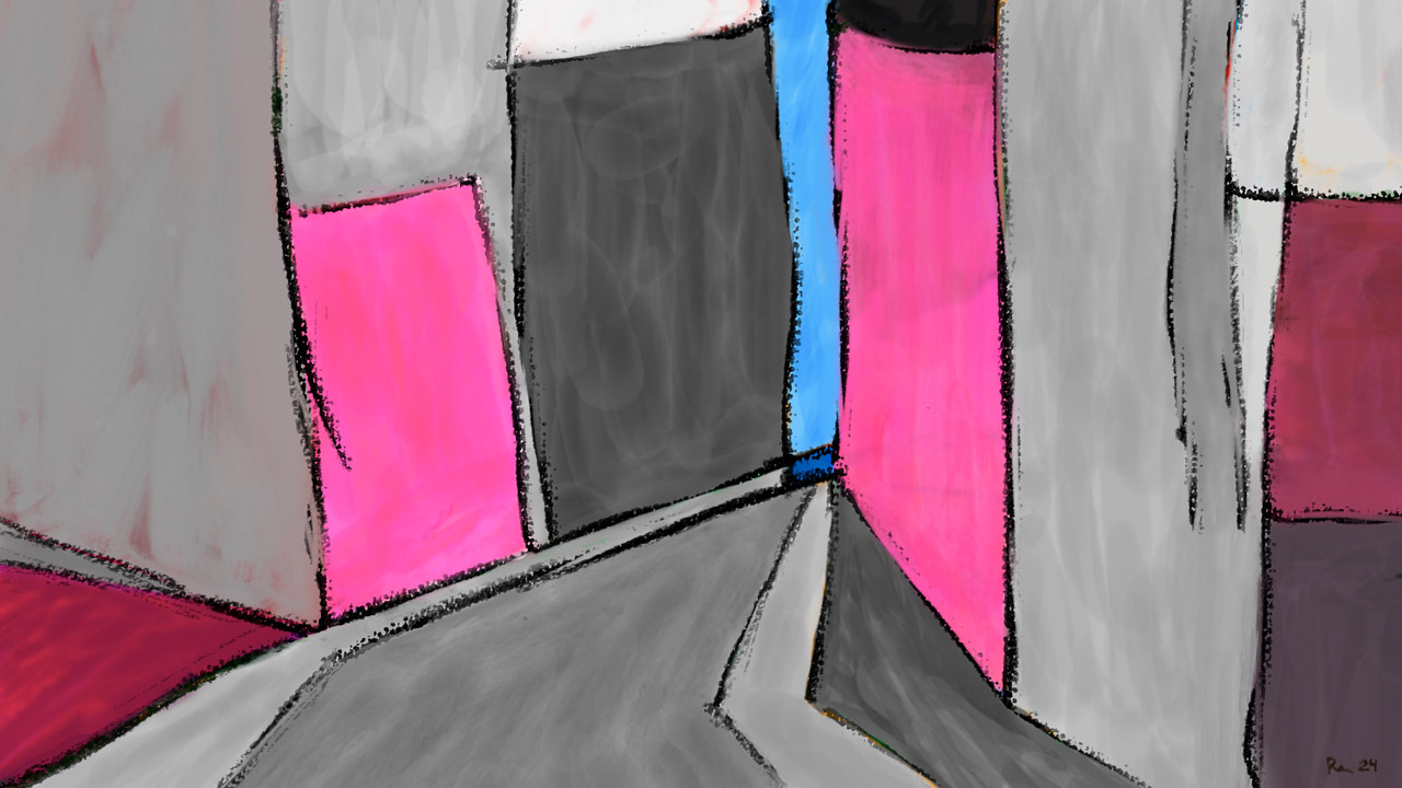 In the Land of Pink and Grey - russNFT digital artwork
